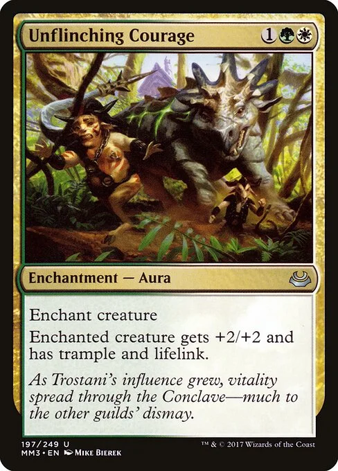 Unflinching Courage, carta Magic di tipo Enchantment — Aura illustrata da Mike Bierek