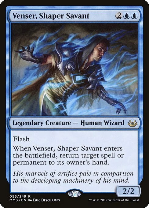 Venser, Shaper Savant, carta Magic di tipo Legendary Creature — Human Wizard illustrata da Eric Deschamps