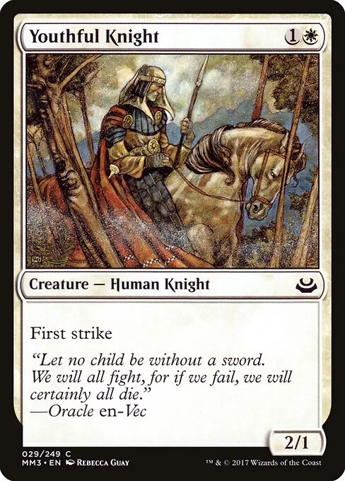 Youthful Knight, carta Magic di tipo Creature — Human Knight illustrata da Rebecca Guay
