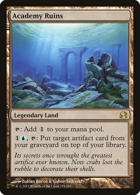 Academy Ruins, carta Magic di tipo Legendary Land illustrata da Zoltan Boros & Gabor Szikszai