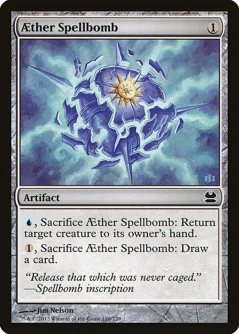 Aether Spellbomb, carta Magic di tipo Artifact illustrata da Jim Nelson