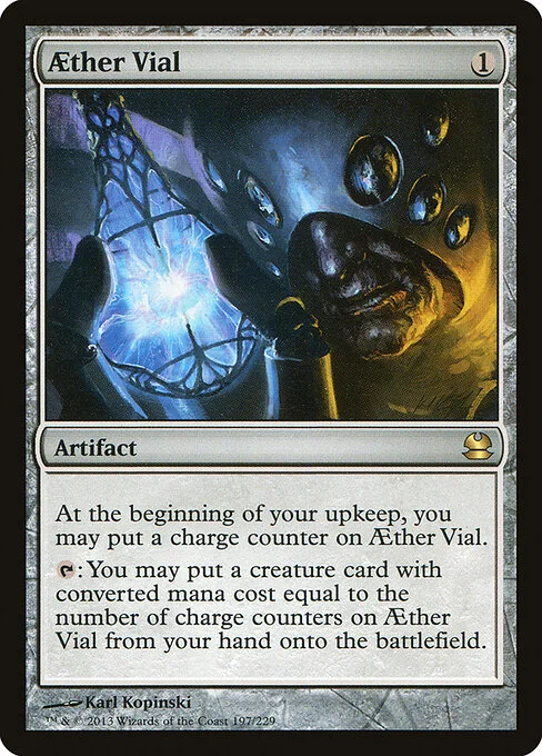 Aether Vial, carta Magic di tipo Artifact illustrata da Karl Kopinski