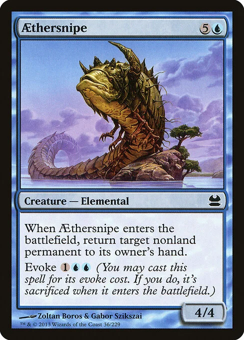 Aethersnipe, carta Magic di tipo Creature — Elemental illustrata da Zoltan Boros & Gabor Szikszai