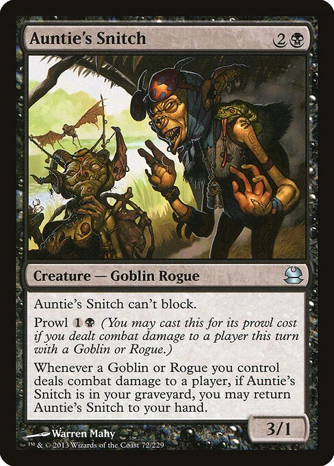 Auntie's Snitch, carta Magic di tipo Creature — Goblin Rogue illustrata da Warren Mahy