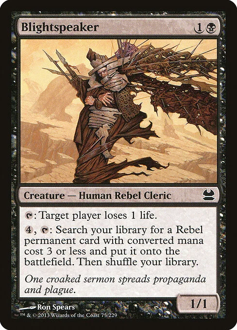 Blightspeaker, carta Magic di tipo Creature — Human Rebel Cleric illustrata da Ron Spears
