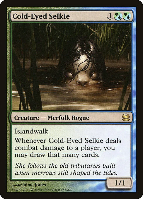 Cold-Eyed Selkie, carta Magic di tipo Creature — Merfolk Rogue illustrata da Jaime Jones