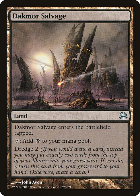 Dakmor Salvage, carta Magic di tipo Land illustrata da John Avon