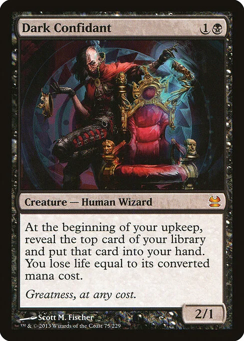 Dark Confidant, carta Magic di tipo Creature — Human Wizard illustrata da Scott M. Fischer