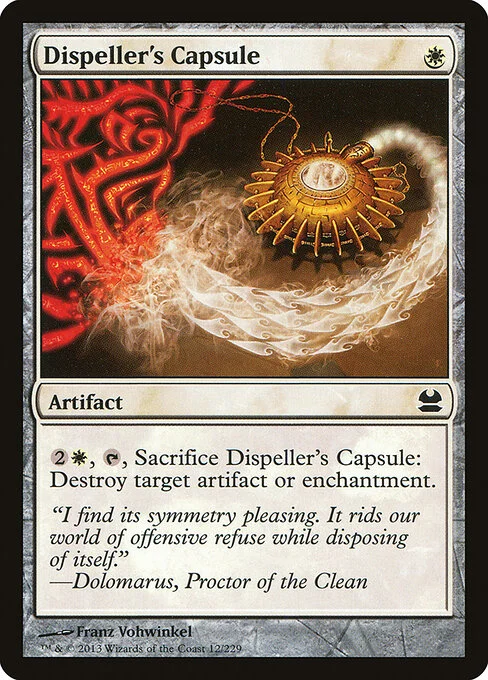 Dispeller's Capsule, carta Magic di tipo Artifact illustrata da Franz Vohwinkel