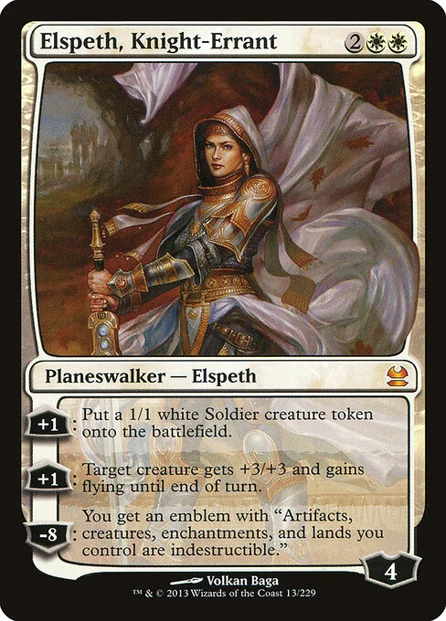 Elspeth, Knight-Errant, carta Magic di tipo Legendary Planeswalker — Elspeth illustrata da Volkan Baǵa