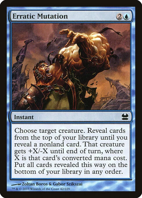 Erratic Mutation, carta Magic di tipo Instant illustrata da Zoltan Boros & Gabor Szikszai