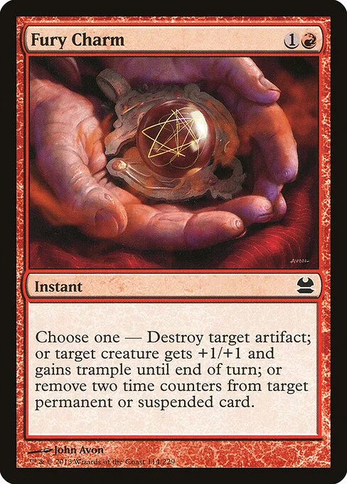 Fury Charm, carta Magic di tipo Instant illustrata da John Avon