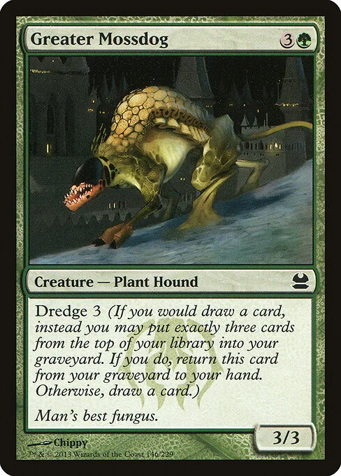 Greater Mossdog, carta Magic di tipo Creature — Plant Dog illustrata da Chippy