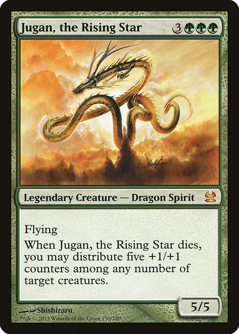 Jugan, the Rising Star, carta Magic di tipo Legendary Creature — Dragon Spirit illustrata da Shishizaru