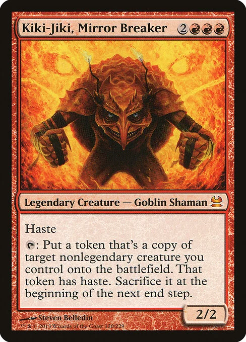 Kiki-Jiki, Mirror Breaker, carta Magic di tipo Legendary Creature — Goblin Shaman illustrata da Steven Belledin