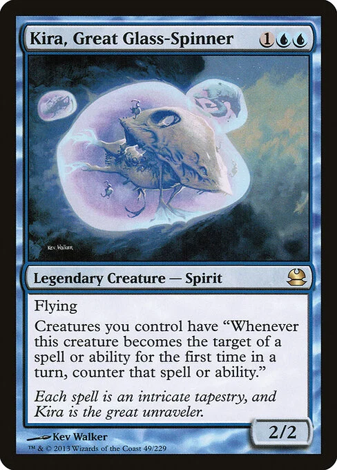 Kira, Great Glass-Spinner, carta Magic di tipo Legendary Creature — Spirit illustrata da Kev Walker