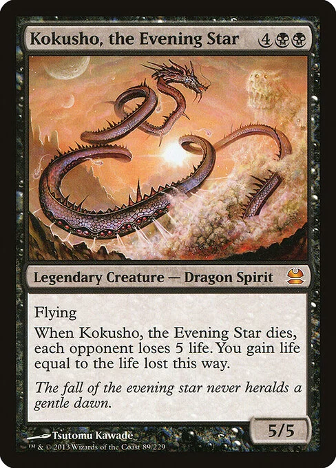 Kokusho, the Evening Star, carta Magic di tipo Legendary Creature — Dragon Spirit illustrata da Tsutomu Kawade