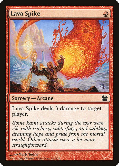 Lava Spike, carta Magic di tipo Sorcery — Arcane illustrata da Mark Tedin