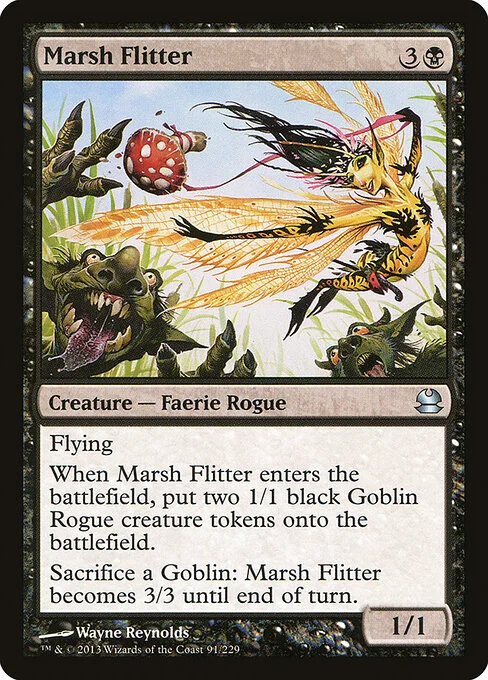 Marsh Flitter, carta Magic di tipo Creature — Faerie Rogue illustrata da Wayne Reynolds