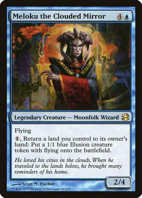 Meloku the Clouded Mirror, carta Magic di tipo Legendary Creature — Moonfolk Wizard illustrata da Scott M. Fischer