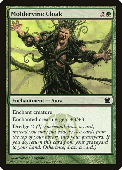 Moldervine Cloak, carta Magic di tipo Enchantment — Aura illustrata da Wayne England