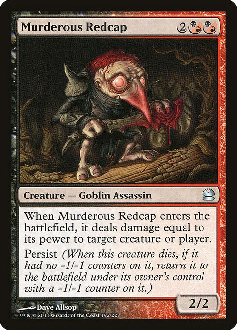 Murderous Redcap, carta Magic di tipo Creature — Goblin Assassin illustrata da Dave Allsop