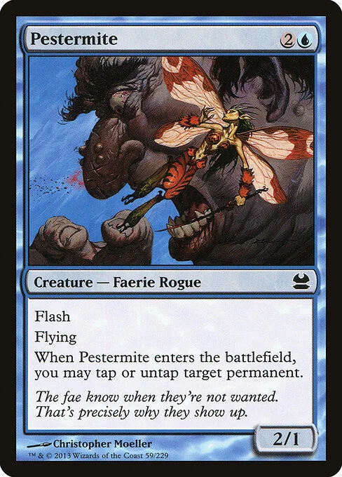 Pestermite, carta Magic di tipo Creature — Faerie Rogue illustrata da Christopher Moeller