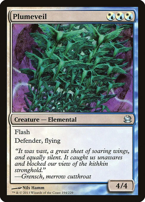 Plumeveil, carta Magic di tipo Creature — Elemental illustrata da Nils Hamm