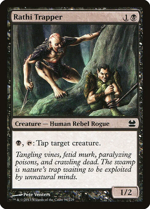 Rathi Trapper, carta Magic di tipo Creature — Human Rebel Rogue illustrata da Pete Venters