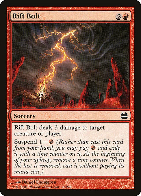 Rift Bolt, carta Magic di tipo Sorcery illustrata da Daniel Ljunggren
