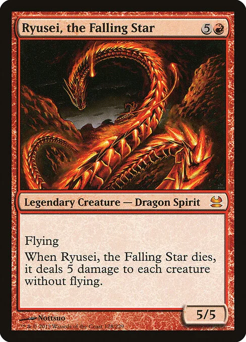 Ryusei, the Falling Star, carta Magic di tipo Legendary Creature — Dragon Spirit illustrata da Nottsuo