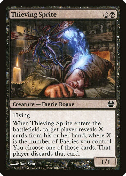 Thieving Sprite, carta Magic di tipo Creature — Faerie Rogue illustrata da Dan Murayama Scott
