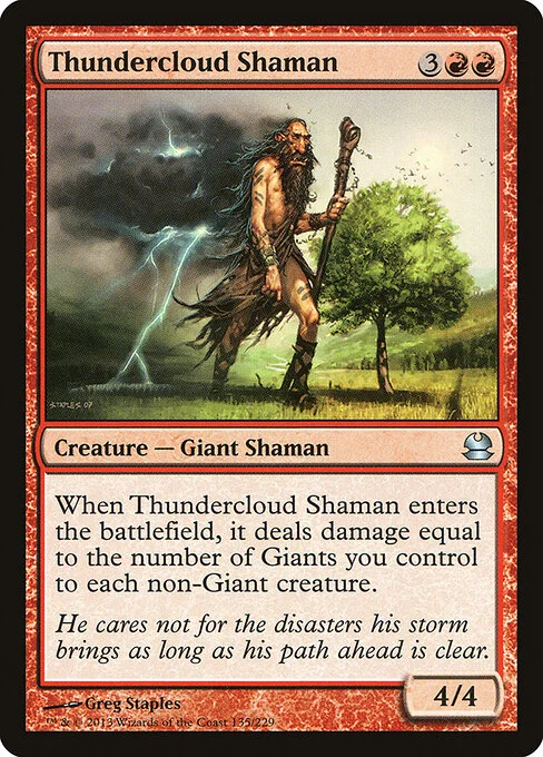 Thundercloud Shaman, carta Magic di tipo Creature — Giant Shaman illustrata da Greg Staples