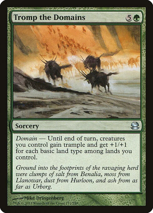 Tromp the Domains, carta Magic di tipo Sorcery illustrata da Mike Dringenberg