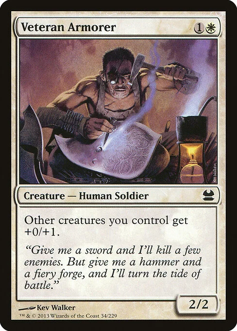 Veteran Armorer, carta Magic di tipo Creature — Human Soldier illustrata da Kev Walker