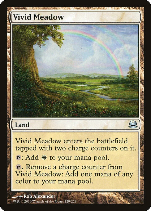 Vivid Meadow, carta Magic di tipo Land illustrata da Rob Alexander