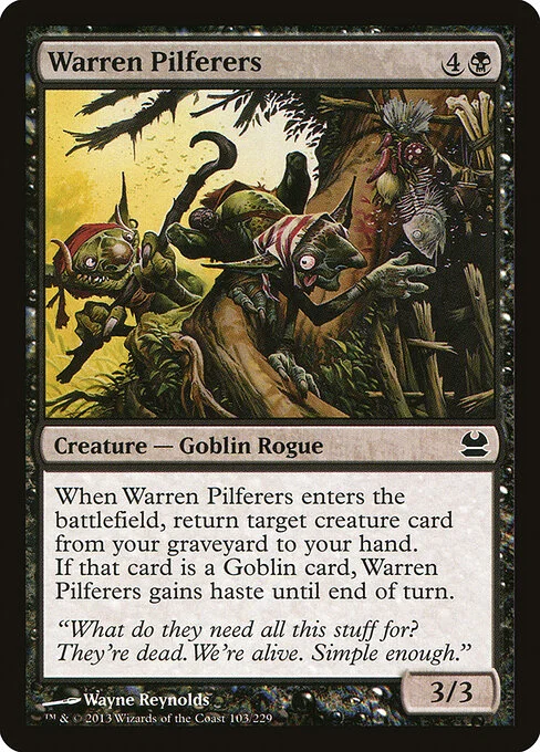 Warren Pilferers, carta Magic di tipo Creature — Goblin Rogue illustrata da Wayne Reynolds