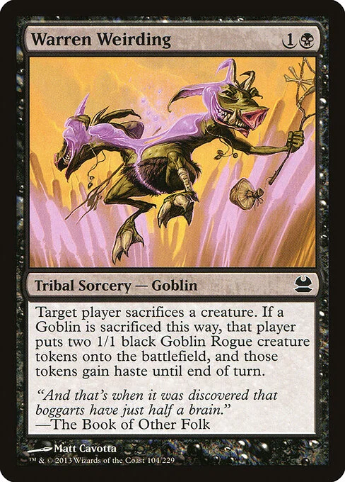 Warren Weirding, carta Magic di tipo Kindred Sorcery — Goblin illustrata da Matt Cavotta
