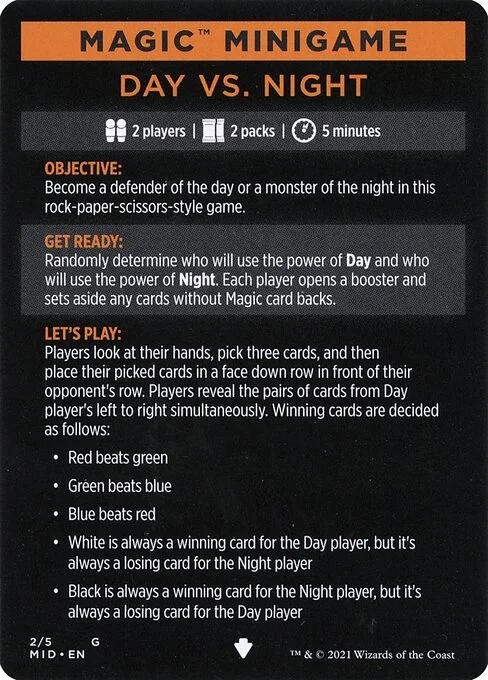 Day Vs. Night // Day vs. Night (cont'd), carta Magic di tipo Card