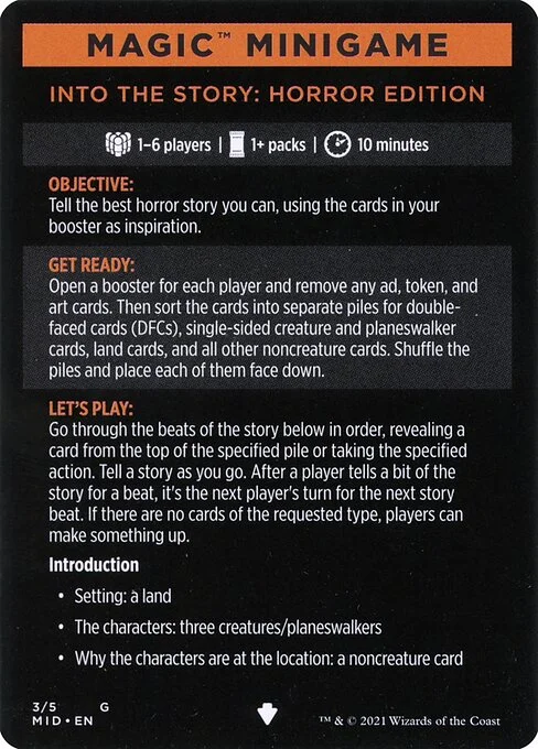 Into the Story: Horror Edition // Into the Story (cont'd), carta Magic di tipo Card