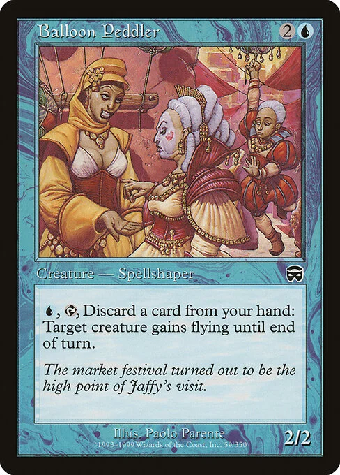 Balloon Peddler, carta Magic di tipo Creature — Human Spellshaper illustrata da Paolo Parente
