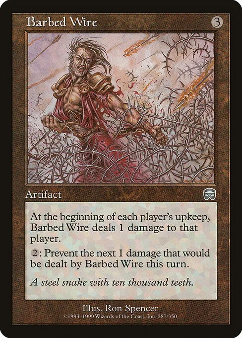 Barbed Wire, carta Magic di tipo Artifact illustrata da Ron Spencer