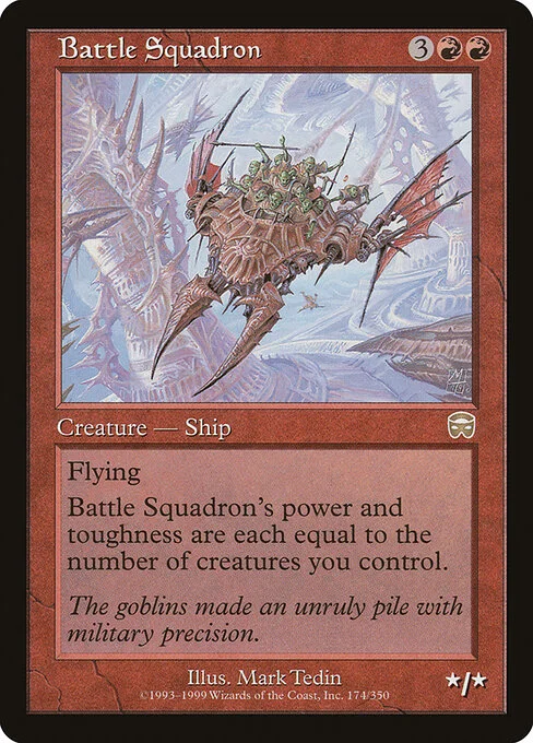 Battle Squadron, carta Magic di tipo Creature — Goblin illustrata da Mark Tedin