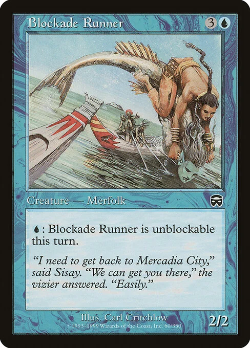 Blockade Runner, carta Magic di tipo Creature — Merfolk illustrata da Carl Critchlow