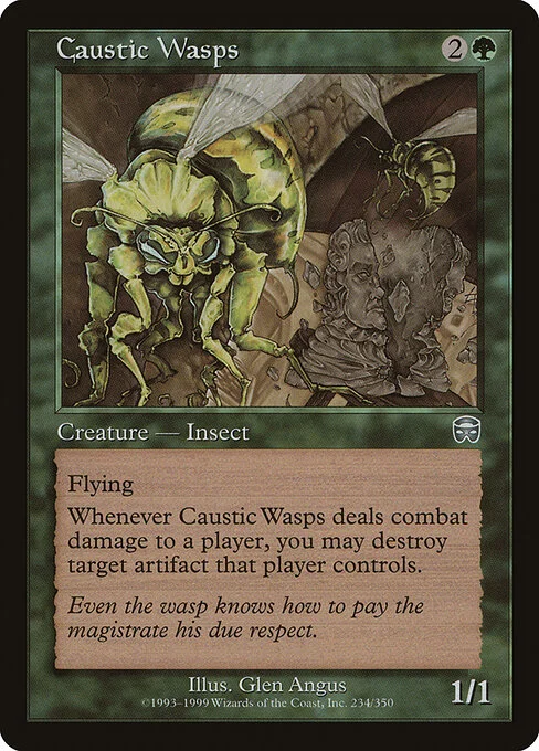 Caustic Wasps, carta Magic di tipo Creature — Insect illustrata da Glen Angus