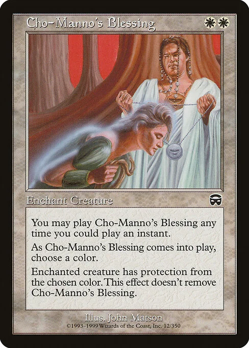 Cho-Manno's Blessing, carta Magic di tipo Enchantment — Aura illustrata da John Matson