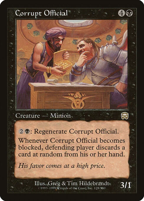 Corrupt Official, carta Magic di tipo Creature — Human Minion illustrata da Greg Hildebrandt & Tim Hildebrandt