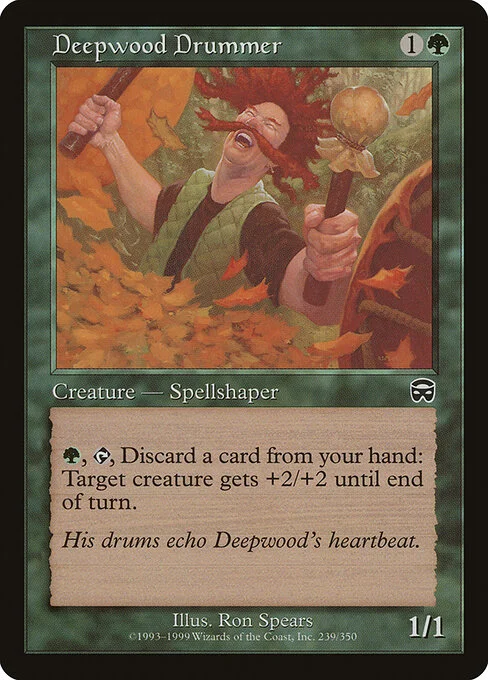 Deepwood Drummer, carta Magic di tipo Creature — Human Spellshaper illustrata da Ron Spears
