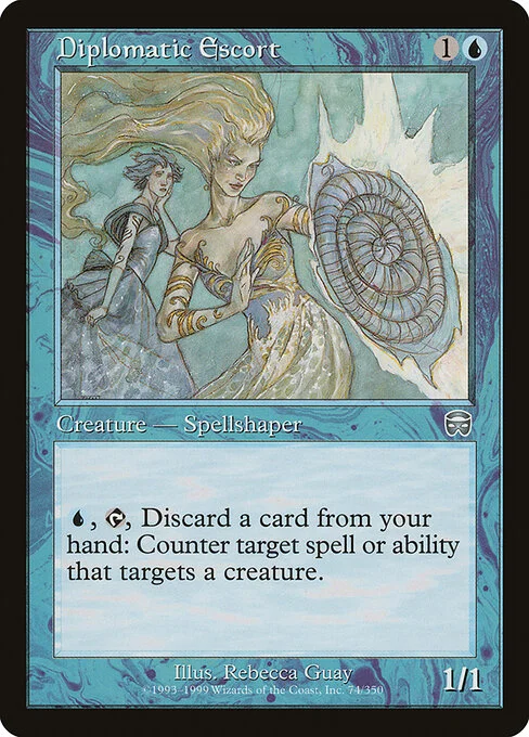 Diplomatic Escort, carta Magic di tipo Creature — Human Spellshaper illustrata da Rebecca Guay