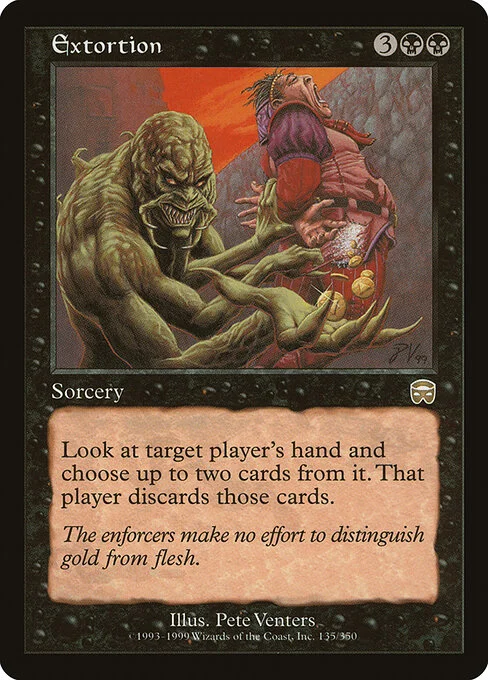 Extortion, carta Magic di tipo Sorcery illustrata da Pete Venters